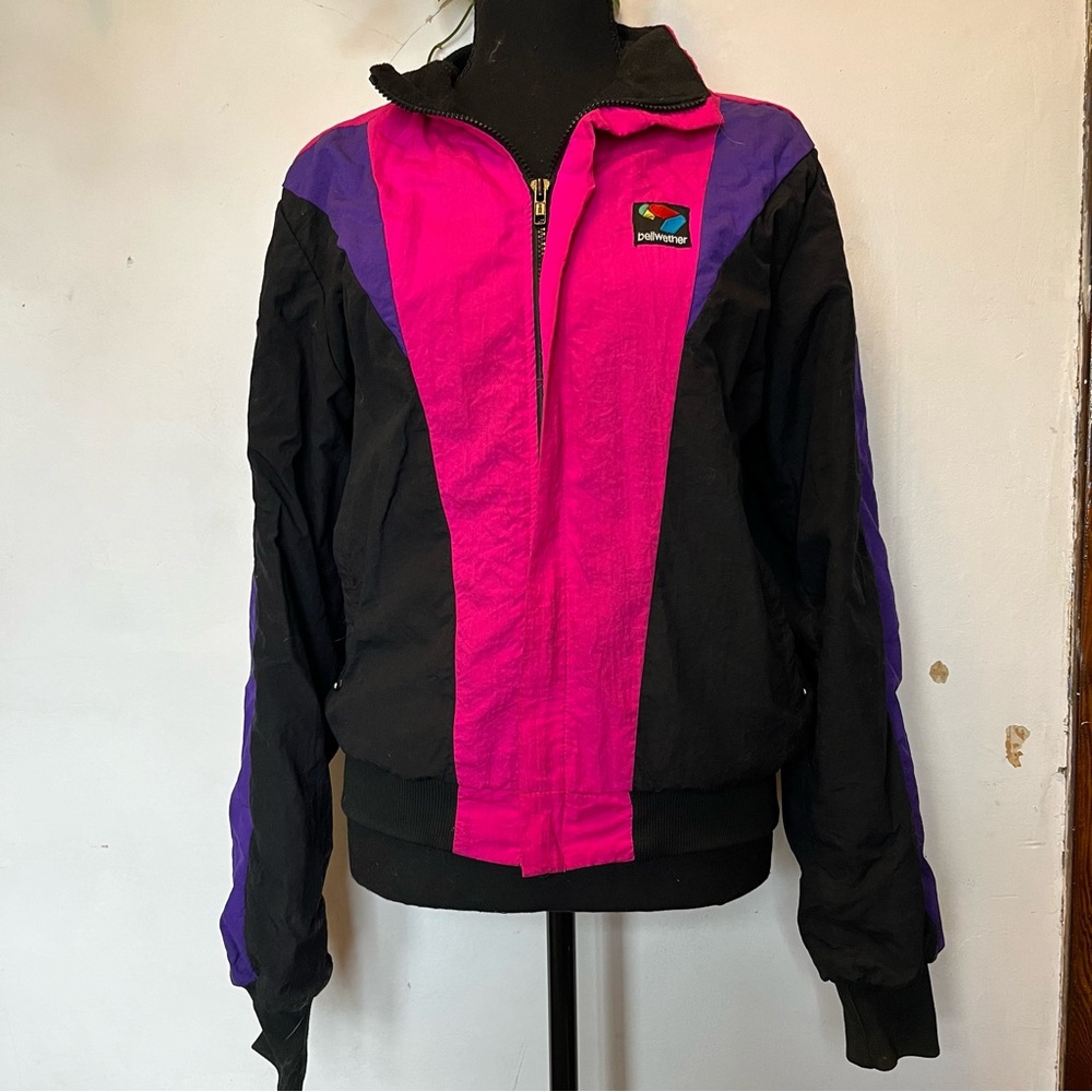 Vintage Pink Purple Colorblock Windbreaker Jacket